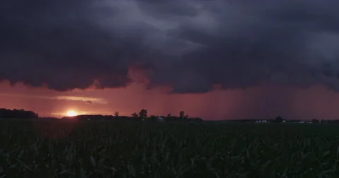 Thunderstorm in sunset Stock Footage 44020909