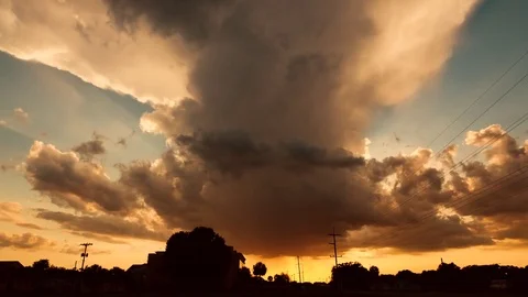 Thunderstorm Sunset sky with Crepuscular Rays Timelapse Stock Footage 85407332