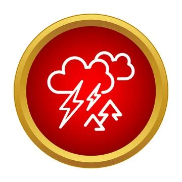 Thunderstorm warning icon showing clouds and lightning Stock Illustration