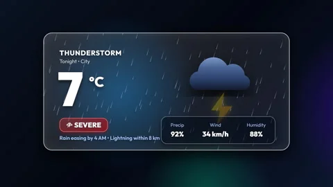Thunderstorm Weather Dashboard Animation Vídeos de archivo 345284610
