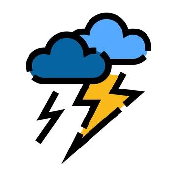 Thunderstorm weather icon with clouds and lightning Illustrazione stock