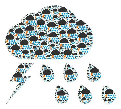 Thunderstorm Weather Icon Recursion Mosaic Stock Illustration