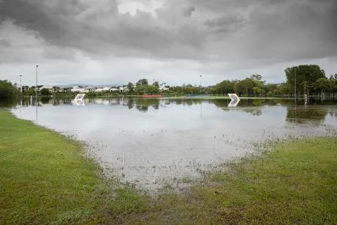 Thunderstorms and heavy rain cause flooding on the Gold Coast, Queensland Stock Photos