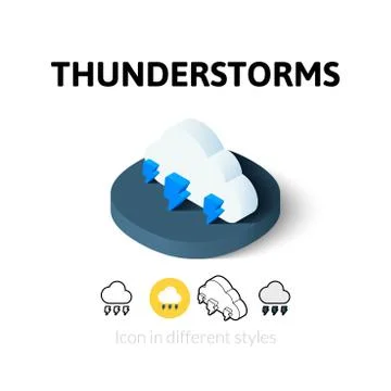 Thunderstorms icon in different style Stock Illustration