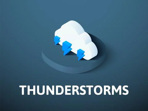 Thunderstorms isometric icon, isolated on color background Stock Illustration