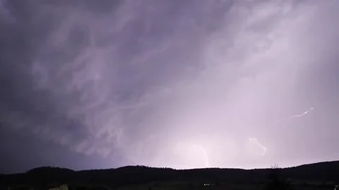 Thunderstorms at night on the hill Stock Footage 242789090