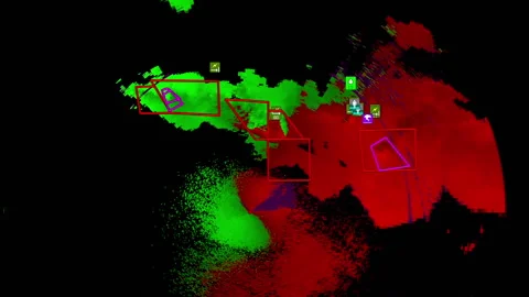 Thunderstorms with tornado warning and lightning on severe weather radar screen Stock Footage 157930706