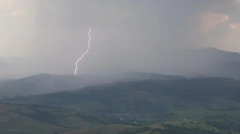 Thundery front and lightning strike Video stock 47138966