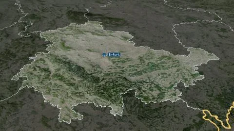 Thüringen, Germany with capital. Satellite Illustrazione stock
