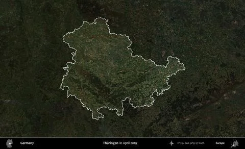 Thuringen highlighted, Germany. Sentinel. April 2019 Illustrazione stock