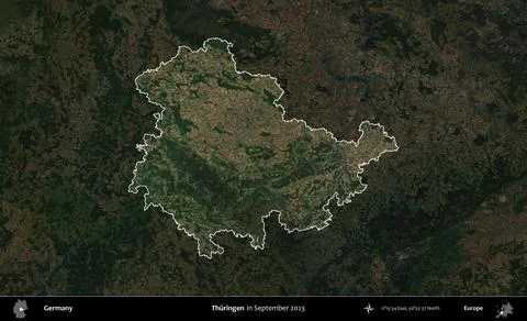 Thuringen highlighted, Germany. Sentinel. September 2023 イラスト素材