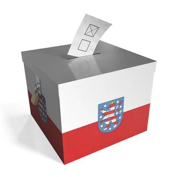 Thuringia - ballot box with flag - 3D illustration Stock Illustration