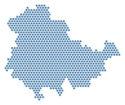 Thuringia dotted map, blue dots, German federal state Illustrazione stock
