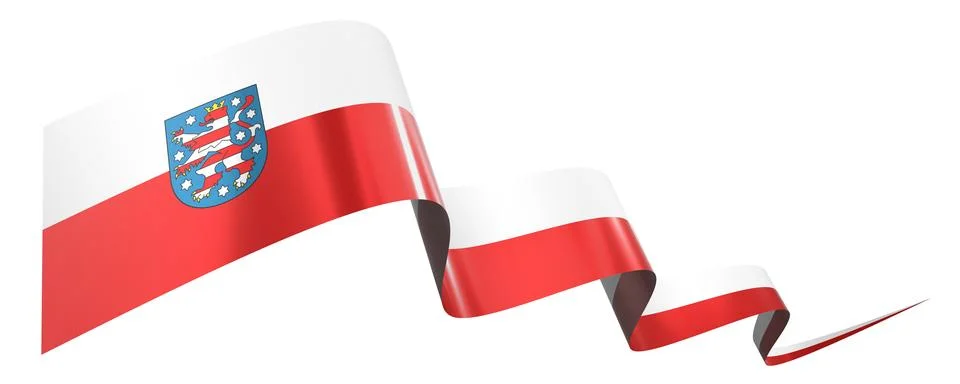 Thuringia flag - wavy ribbon isolated on white background - 3D illustration Illustrazione stock