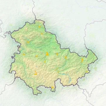 Thuringia, Germany, shaded relief map Illustrazione stock