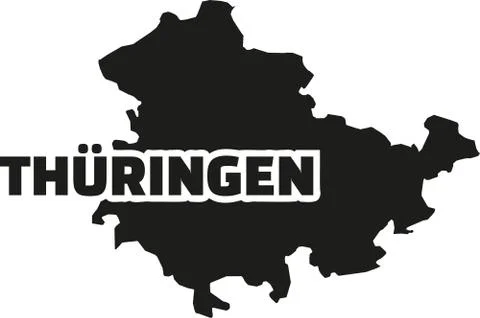 Thuringia map with german title イラスト素材