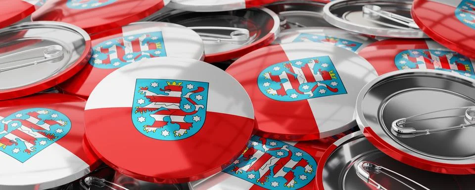 Thuringia - round badges with flag - 3D illustration Illustrazione stock