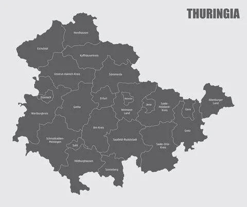 Thuringia state administrative map Illustrazione stock