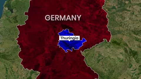 Thuringia State Highlighted on Germany Country Map Animation Stock Footage 340552139