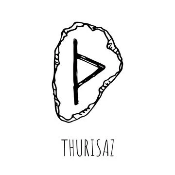Thurisaz rune written on a stone. Vector illustration. Isolated on white. Illustrazione stock
