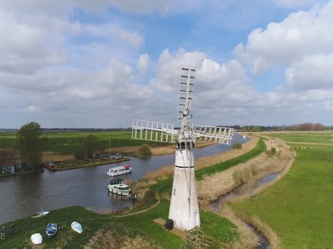 Thurne windmill, Norfolk, UK. Stock Footage 74740041