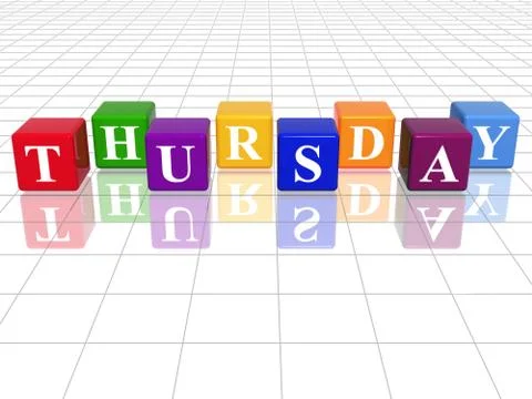 Thursday in 3d coloured cubes Stock Illustration