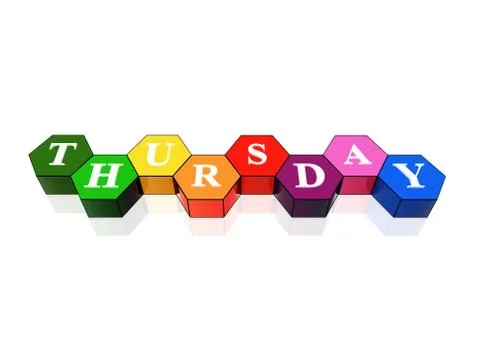 Thursday in 3d coloured hexagons Stock Illustration