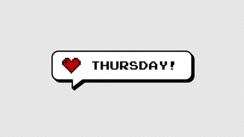 Thursday 8-bit pixel art comment balloon in neubrutalism style. Stock Footage 316774659