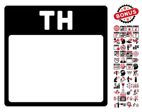 Thursday Calendar Page Flat Vector Icon With Bonus Stock Illustration
