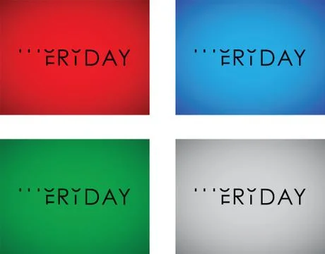 Thursday to friday turning text set 스톡 일러스트