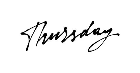 Thursday handwriting vector ink. Black on white. Stock Illustration