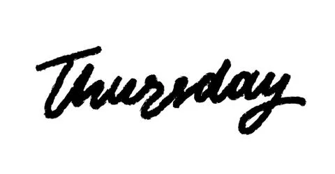 Thursday handwriting vector ink. Black on white. Stock Illustration