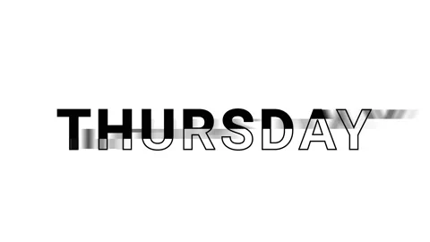 Thursday kinetic text lettering title color animation Stock Footage 238993829