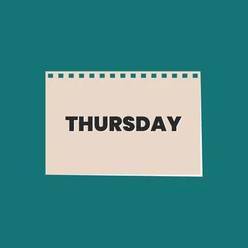 Thursday Typography text on calendar background Stock Illustration