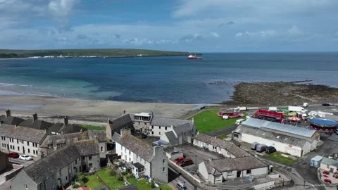 Thurso seafront drone aerial video footage Stock Footage 247351224