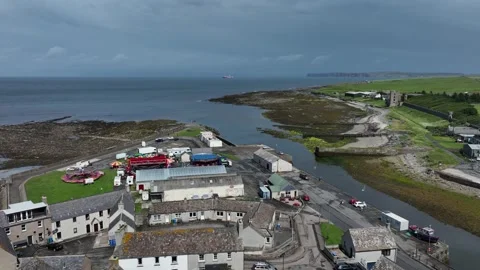 Thurso seafront drone aerial video footage Stock Footage 247351334