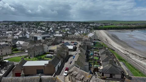 Thurso seafront drone aerial video footage Stock Footage 247351391
