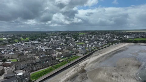 Thurso seafront drone aerial video footage Stock Footage 247351460