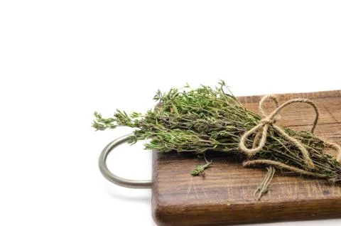 Thyme bunch on white background Stock Photos