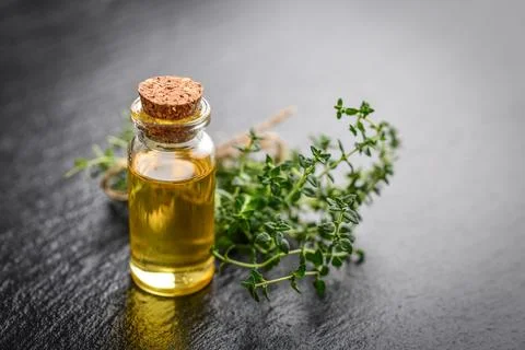 Thyme essential oil Stock Photos