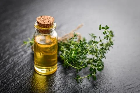 Thyme essential oil Stock Photos