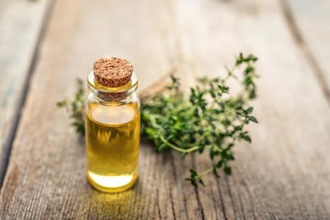 Thyme essential oil Stock Photos