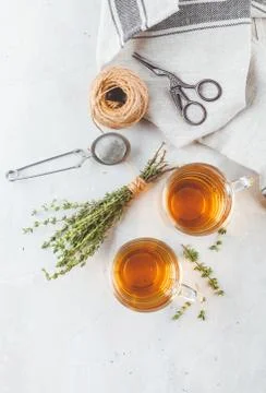 Thyme herbal tea Stock Photos
