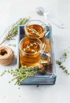 Thyme herbal tea Stock Photos