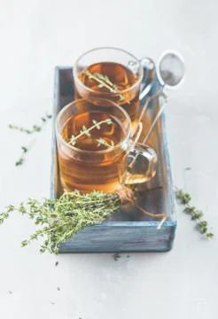 Thyme herbal tea Stock Photos