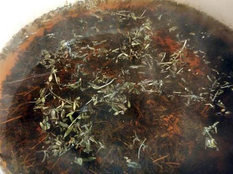 Thyme tea in a pot Fotos Stock