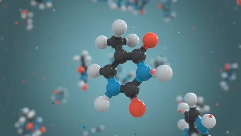 Thymine, a part of DNA, plastic molecule model. Organic chemistry or modern Stock-Footage 104068591