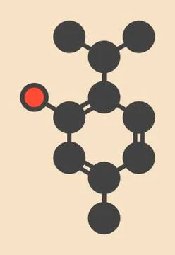 Thymol oil of thyme molecule Stock Illustration