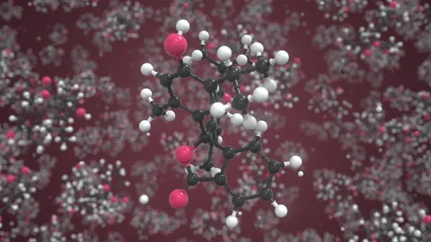 Thymolphthalein molecule, scientific molecular model, looping 3d animation Stock Footage 164356216