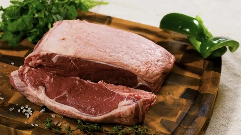Thymus, pepper, raw steak, cilantro and sea salt Stockbeeldmateriaal 102610276